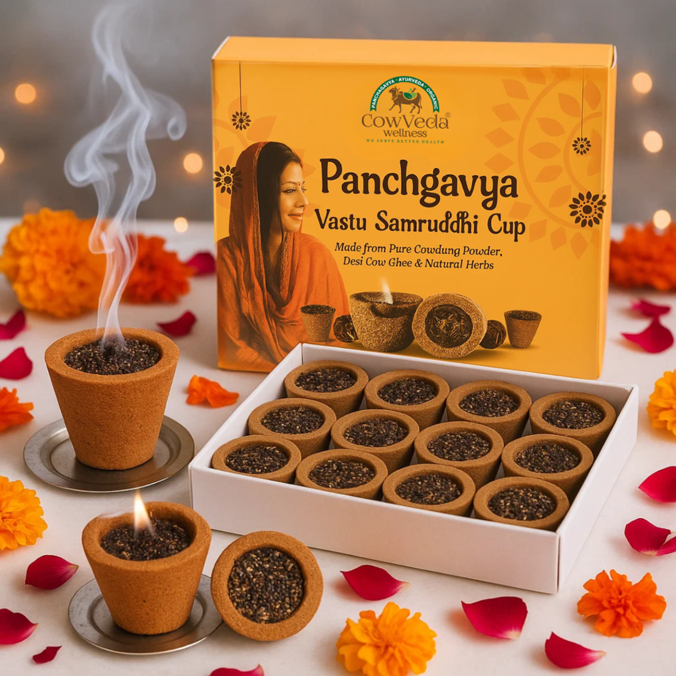 Panchgavya Vastu Samruddhi Dhoop cup (1 Pack - 12 Cups)
