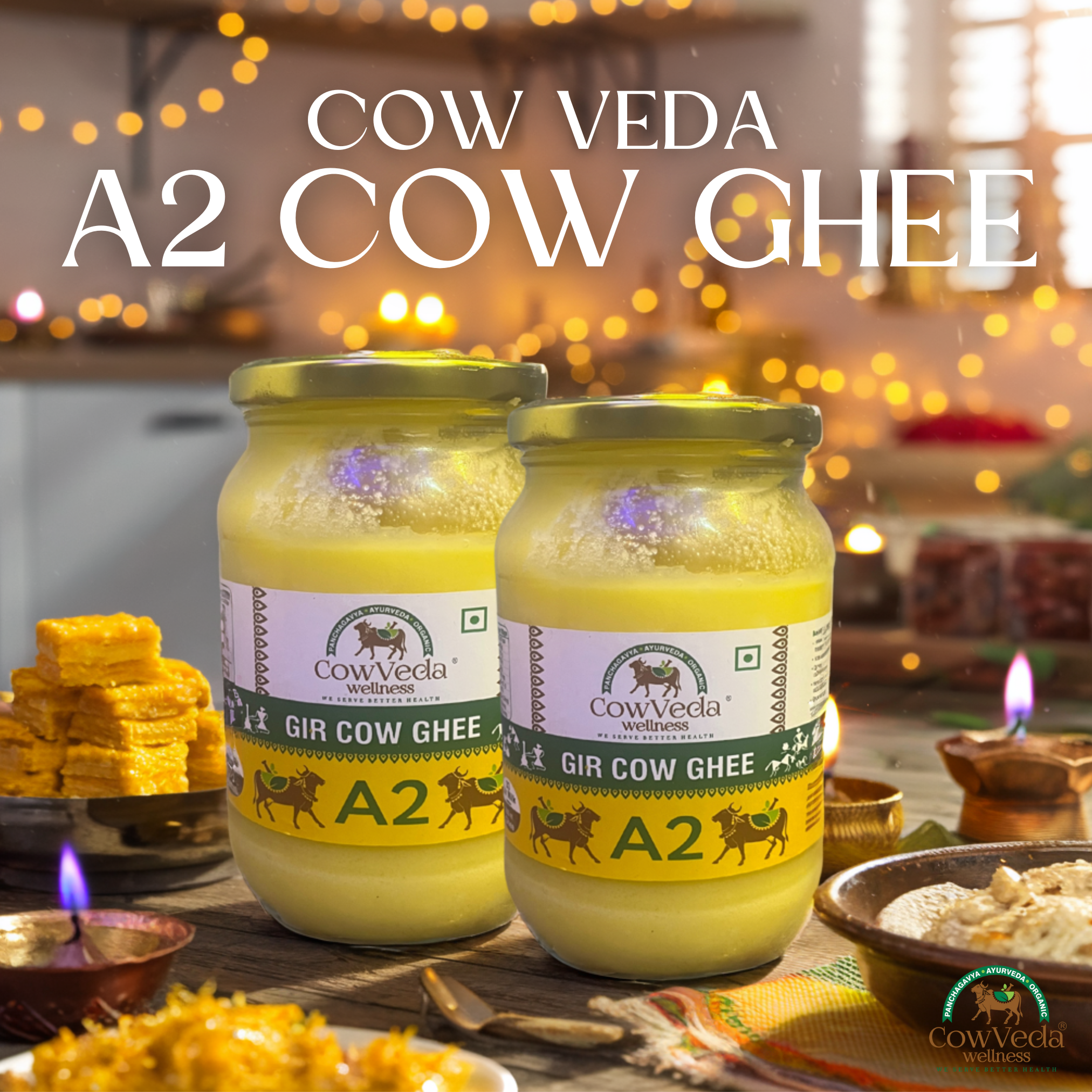 Cowveda's A2 Gir Cow Ghee (Vedic Bilona Ghee)