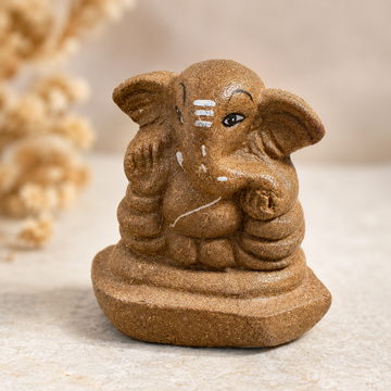 Shree Ganesh Ji Idol Made with Gir Cow Gobar | Car Dashboard, Home Mandir & Table Décor